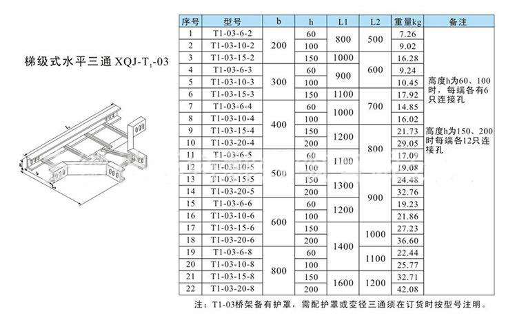 梯级式镀锌电缆桥架水平三通